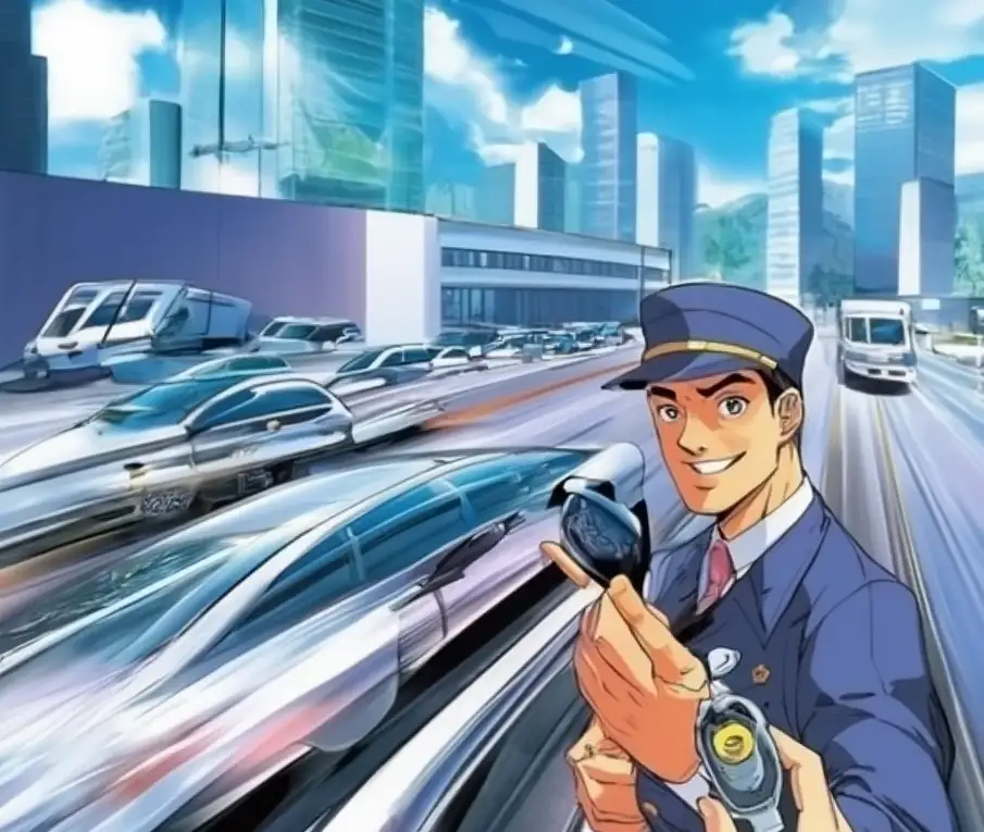 Service de convoyage automobile dédié pour concessionnaires illustré en style manga