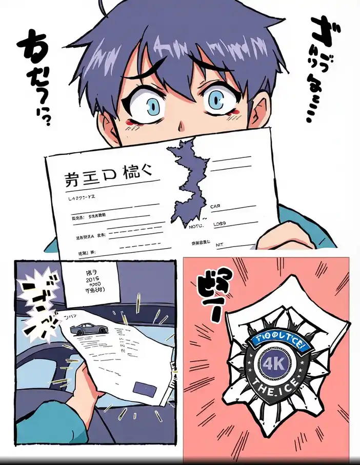 "Illustration style manga montrant différentes situations nécessitant un duplicata de carte grise, comme la perte, le vol ou un document détérioré