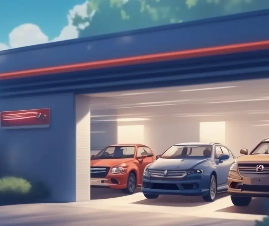 Vue extérieure d’un garage moderne avec façade propre, enseigne visible et voitures devant, illustrant comment bien choisir son garage pour un entretien auto fiable.