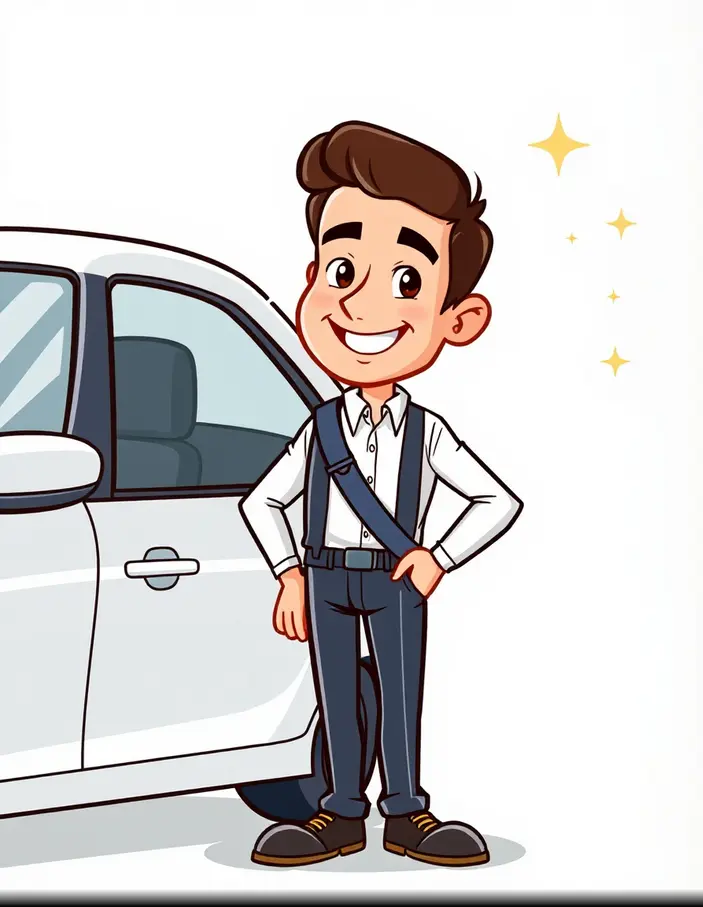 Illustration cartoon montrant une personne heureuse de son contrat de LLD