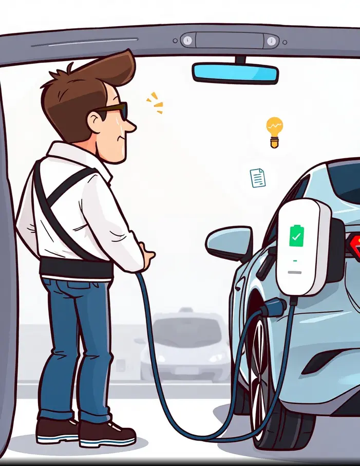 Personne rechargeant sa voiture électrique en leasing LLD ou LOA