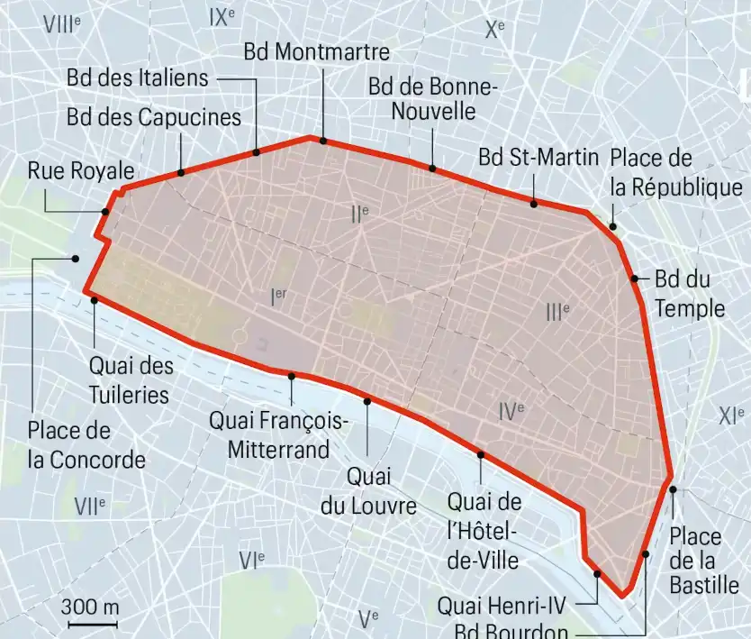Carte montrant les ZTL zones à Paris
