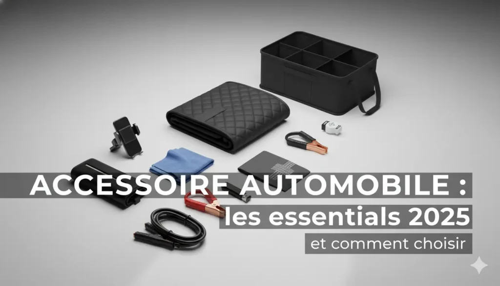 Plusieurs accessoires automobiles essentiels en 2025: boite de rangement, câbles, support téléphone...
