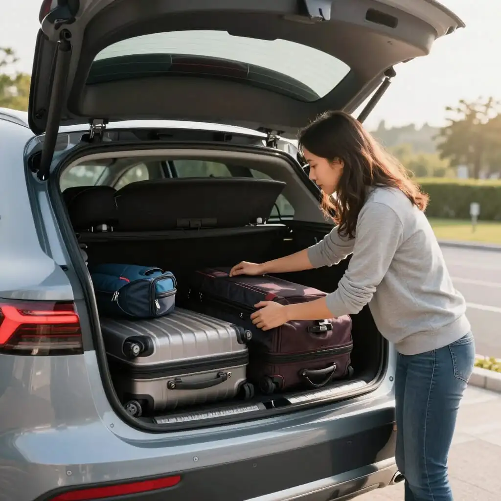 Chargement des bagages dans une voiture avant un long trajet