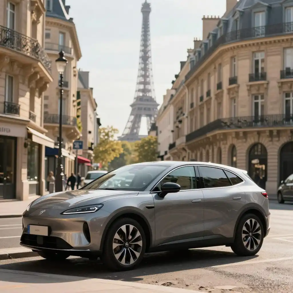 Location de voiture à Paris devant un décor parisien