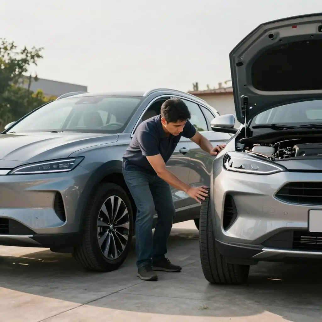 Vérification d'une voiture avant de prendre la route