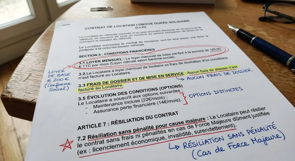 Exemple de contrat leasing social : mentions obligatoires, loyer de base, options, clause résiliation