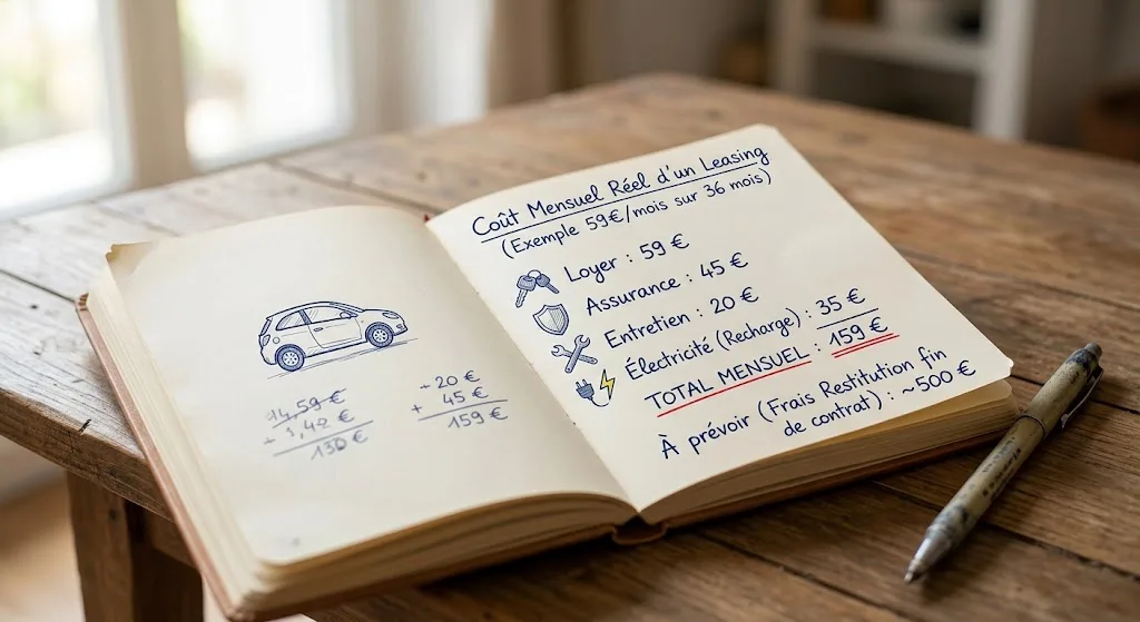 Tableau comparatif des coûts réels d'un leasing 59 €/mois sur 36 mois
