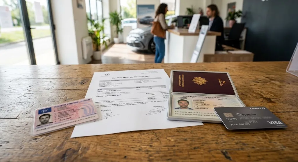 Main tenant une carte de crédit et un permis de conduire