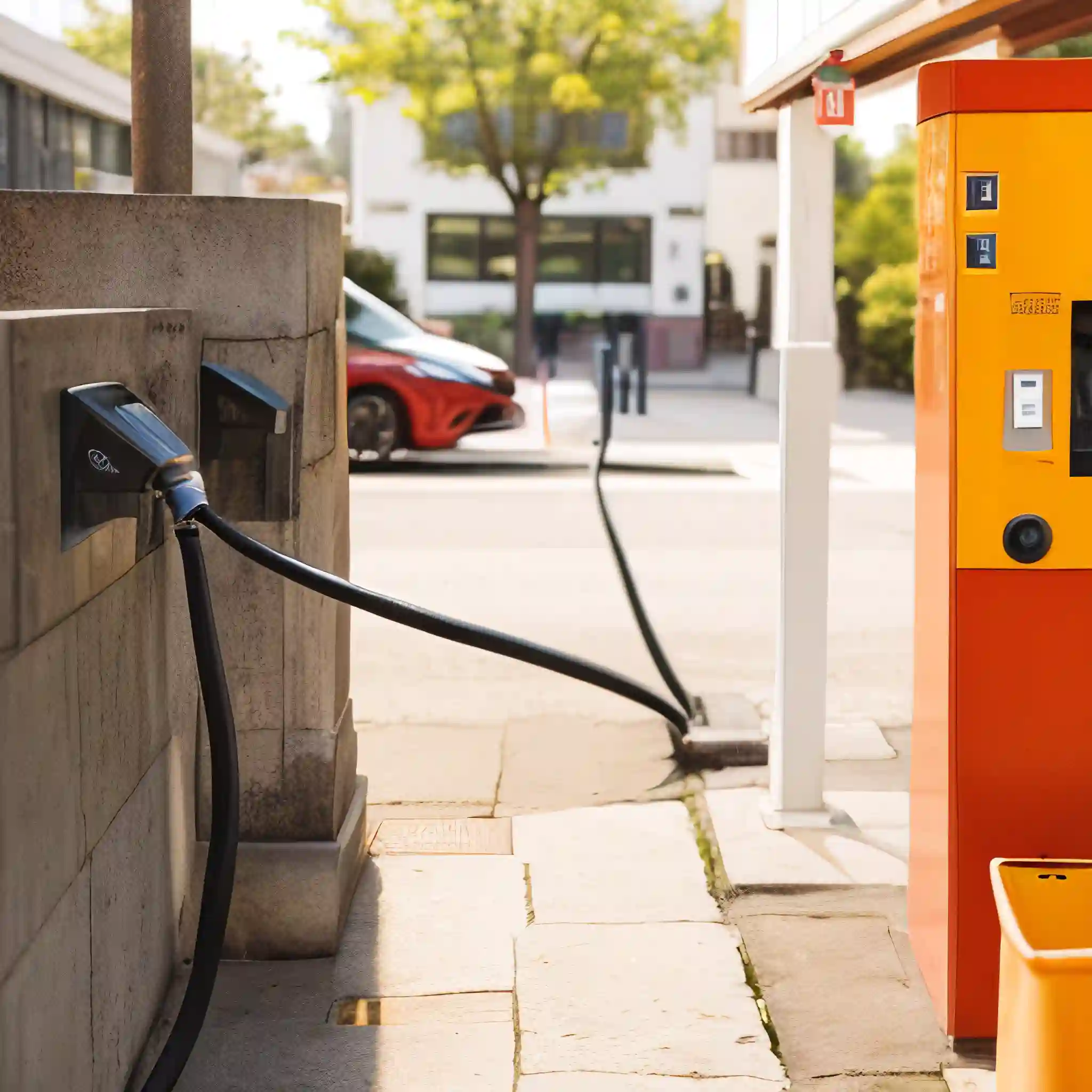 Borne de recharge rapide sur une aire d'autoroute